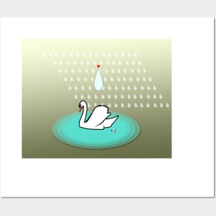 swan in the rain Posters and Art